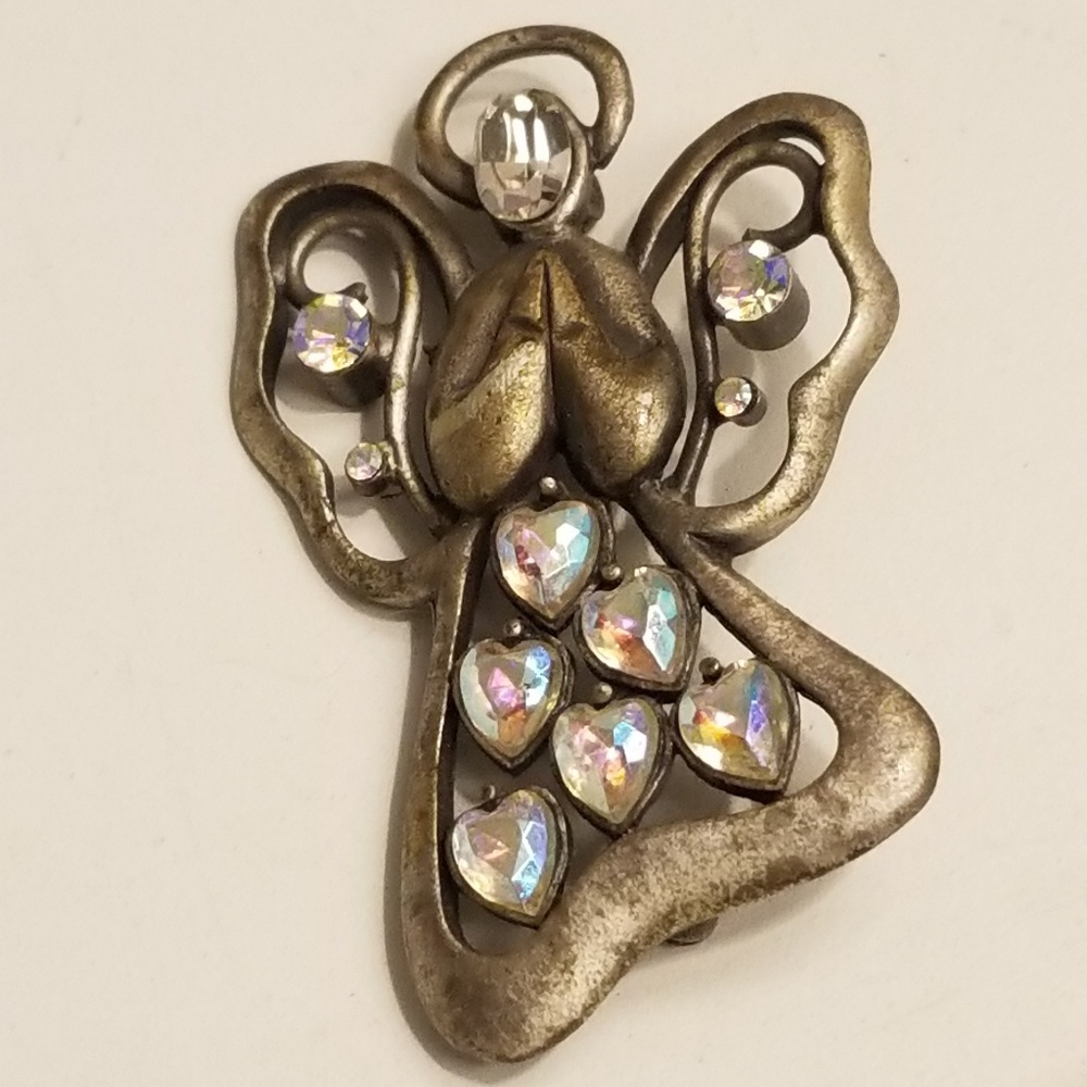 Angel with Crystal Pin/Brooch